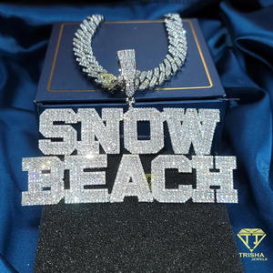 Collier Hip Hop Iced Out avec pendentif lettre Snow Beach en Moissanite certifiée GIA, en Argent 925, Luxe - Product Image 3