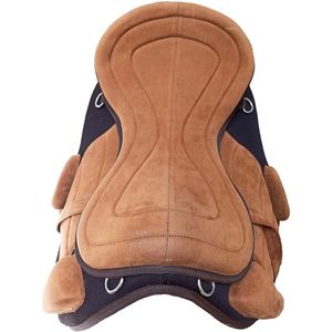 Sillín de barril Kivotech de cuero de vaca con estructura de madera, incrustaciones de pelo y grabado floral tallado a mano, estilo western - Product Image 5