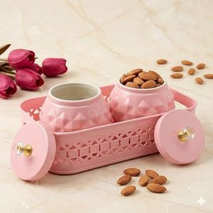 Bocaux de rangement rectangulaires roses avec couvercles, hermétiques pour la conservation de la fraîcheur, design mignon pour la cuisine, ensemble de contenants empilables - Product Image 2