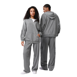 Custom Logo Breathable Anti-Wrinkle 100% Cotton Loose Fit Straight Leg Sweatpants with Drawstring Closure Side <b>Strips</b> for Men - Product Image 2