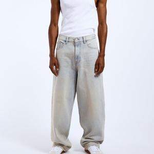 Fresh Drop <b>Men's</b> Stonewashed Denim Wide Leg <b>Jeans</b> <b>High</b> <b>Waist</b> Loose Fit Casual Streetwear Pants Spring Cotton Woven Lightweight - Product Image 1