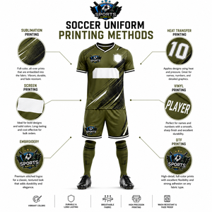 Uniforme de Fútbol de Primera Calidad Color Verde Oliva Cuello en V Mangas Cortas Tela de Poliéster Transpirable Uniforme para Adultos y Jóvenes - Product Image 3