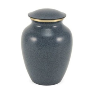 Elegante urna de cremación de aluminio azul para cenizas humanas de adultos, urna funeraria de metal con tapa roscada segura y diseño floral de estrella blanca. - Product Image 2