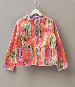 Manufacturer Wholesaler Handmade Rajkot <b>Quilted</b> Reversible Cotton <b>Jacket</b> with Stripes Wedding Wear Winter Outerwear - Product Image 4