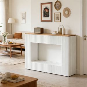 Wooden Main Control <b>Desk</b> <b>Console</b> <b>Table</b> with Storage Space Elegant Sofa <b>Table</b> and Foyer <b>Table</b> for Entrances - Product Image 1