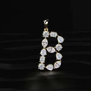 Nuevo Colgante con Diamante Cultivado en Laboratorio con Letra B, 1.6CT, Color D-E, Claridad VVS-VS, Certificado IGI, Amarillo, para Compromiso, Boda, Fiesta - Product Image 1