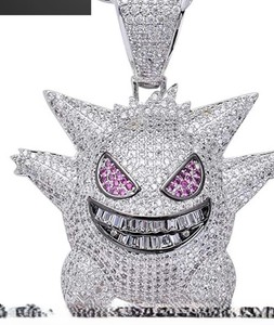 IGI Certified Hip hop S925 <b>Silver</b> Diamond Pendants & <b>Charms</b> Hip hop <b>Silver</b> Gengar Pendant Luxury Round Brilliant Cut Jewelry - Product Image 4