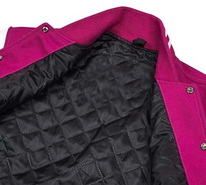 Custom <b>Clothing</b> Manufacturer 100% Wool University High School Wholesale Geometric/Cartoon Hooded Letterman Zipper Unisex Satin - Product Image 3