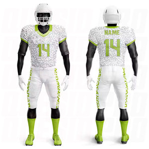 ชุดยูนิฟอร์มอเมริกันฟุตบอลชายคุณภาพสูง โพลีเอสเตอร์ 100% แบบกำหนดเองได้ ขายส่ง MOQ เสื้อเจอร์ซีย์แขนสั้นระบายอากาศพร้อมกางเกงขาสั้นสำหรับทีม - Product Image 4