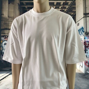 T-shirt pour homme en coton 100% de haute qualité, personnalisé, 250g, surdimensionné, respirant, faible MOQ, coupe ample, longueur longue, col rond, séchage rapide - Product Image 2