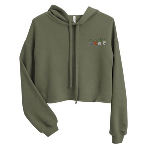 OEM personalizado mujer pulóver Sudadera con capucha XS tamaño francés Terry polar Puff estampado bordado forrado invierno recortado sudaderas con capucha dobladillo crudo - Product Image 6