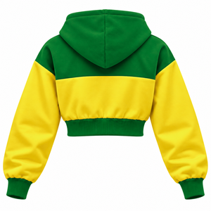 Sudadera con capucha corta con cremallera y bloques de color para mujer de Chi Eta Phi, de manga larga, con letras griegas bordadas, top universitario - Product Image 4