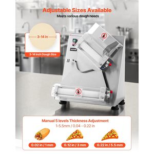 Rodillo de masa de Pizza de acero inoxidable de 370W eléctrico comercial, máquina automática para hacer Pasta de 3-14 pulgadas, 260 uds/hr ajustable - Product Image 3