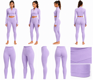 Conjunto de ropa deportiva de yoga personalizada para mujer, 2 piezas, leggings de cintura alta, sujetador deportivo, sin costuras, elástico, para fitness, entrenamiento, gimnasio - Product Image 3