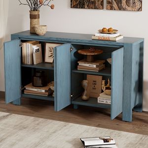 Retro 4-Door <b>Sideboard</b> with Distressed Finish and Adjustable Shelves for Dining Room <b>Kitchen</b> and Living Room - Product Image 3