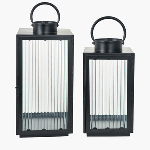 ACUBE INDUSTRIES Handmade 2-color Printed Set 2 Hanging Decorative Metal <b>Lantern</b> <b>Lamps</b> T-Light Candle Stand Candle Jar for Home - Product Image 2