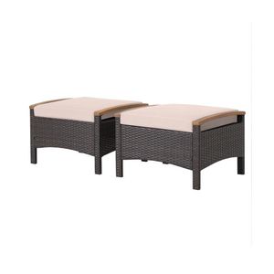 Juego de 2 otomanas de mimbre resistentes a la decoloración, muebles duraderos para exteriores - Product Image 5
