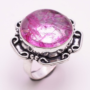 Simple Design Wedding Jewelry Silver <b>oxidized</b> Glass Quartz Gemstone Ring - Product Image 1
