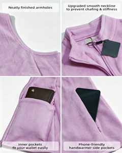 Custom <b>Women's</b> Purple Polar Fleece <b>Vest</b> Stand Collar Full Zip Lightweight Warm Thermal Bodywarmer Sleeveless Jacket Coat OEM - Product Image 3