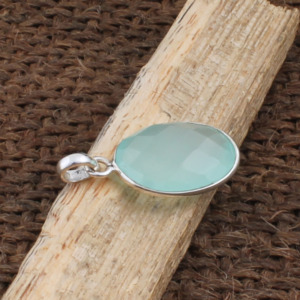 Pendentif en calcédoine aqua naturelle, collier en argent sterling 925, charme en pierre précieuse, bijoux fins faits à la main pour femmes, fournisseur en gros - Product Image 6