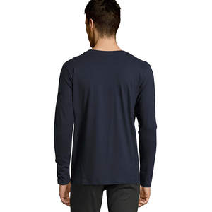 Camiseta de Manga Larga con Cuello Redondo Transpirable para Hombre, Camiseta de Manga Larga de Color Sólido para Hombre, 100% Algodón Jersey 180g de Secado Rápido - Product Image 5