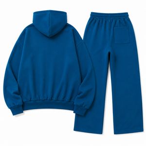 Ensemble de survêtement personnalisé pour femme : sweat à capuche bleu et pantalon de jogging large – Tenue décontractée et sportive – Vente en gros OEM Marque Privée - Product Image 4