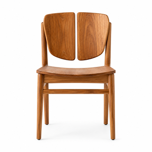 Chaise de salle à manger nordique en teck massif, écologique, imperméable, avec dossier à double palette |   Bureau à domicile scandinave - Product Image 1