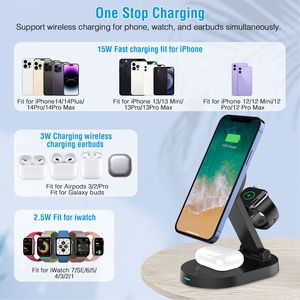 Support de charge magnétique sans fil 4 en 1, station de charge rapide pliable 15W pour iPhone 13 12 Pro Pro Max Mini série I - Product Image 2