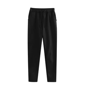 Survêtement unisexe décontracté en polyester de haute qualité, couleur unie, noir pour femme, design 2-en-1, col en V, manches longues, respirant, décontracté, automne - Product Image 2