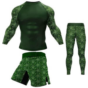 3 Piece Men Athletic Compression Wear Set Sports Tight Shirt Pants Shorts Fitness Running Apparel OEM - Product Image 3