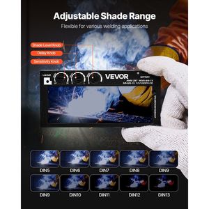 Casco per saldatura auto-oscurante da 4,25 x 2 pollici con doppi sensori di arco, tinta 5-13 regolabile, lente True Color, rivestimento oro, Doppio C - Product Image 3