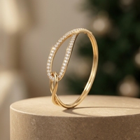 Bracelet jonc torsadé de luxe en or jaune 10k 14k 18k avec diamants de laboratoire, micro-pavé étincelant, pour femme
