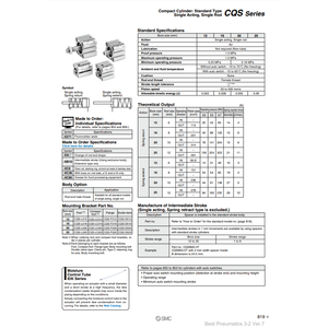 Cylindre compact SMC CDQSB12-10SM pièces pneumatiques - Product Image 1