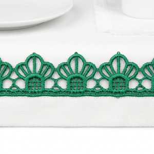 15mm <b>Emerald</b> Green Floral Guipure GPO Lace Trim Customizable Manufacturer Supplier 20 Meter Packing for Table Linen Curtains - Product Image 1