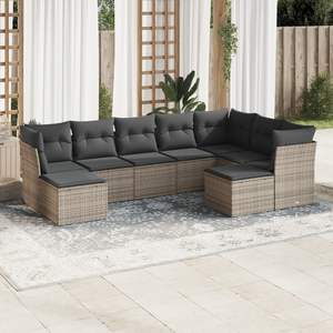 Juego de sofá de jardín modular grande gris PE ratán con acero con recubrimiento en polvo, producto de primera calidad - Product Image 1