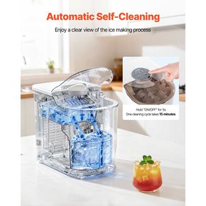 Fabbricatore di ghiaccio a 7 cubetti, pronto in 6 minuti, produzione giornaliera di 26 libbre, autopulente, portatile e con paletta per il ghiaccio inclusa. - Product Image 5