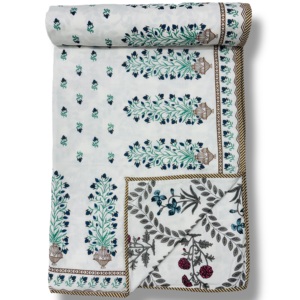 Hand Block Cotton Leaf Printed Pattern Dohan & AC Blanket Use In Bedroom Comfortable Buy Direct From Supplier - Product Image 1