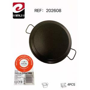 Poêles à paella en fonte de 60 cm pour l'extérieur avec revêtement émaillé durable et poignée en acier inoxydable pour une cuisine d'aventure - Product Image 1