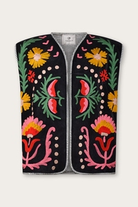 Pink Suzani Embroidered Knitted Velvet <b>Quilted</b> Reversible Bomber Jacket Vintage Hippie Style Autumn <b>Winter</b> Breathable Nylon Wool - Product Image 3