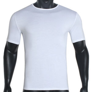 T-shirt décontracté pour homme, col rond, manches courtes, coupe classique, tricoté, couleur unie, blanc, gris, noir - Product Image 5