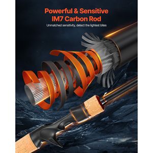Canne à pêche en carbone IM7 avec moulinet, système 7+1 BB, rapport de transmission 7.0:1 pour une pêche efficace au black-bass - Product Image 3