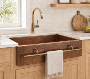 Fregadero de cocina de latón hecho a mano con borde de latón, barra para toallas, delantal frontal, lavabo cuadrado, estilo italiano, lujo personalizado, estilo rústico. - Product Image 6