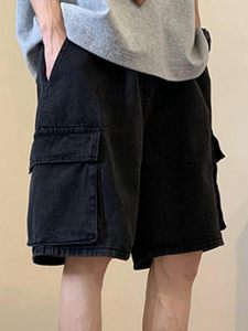 Pantalones Cortos de Mezclilla Holgados para Hombre, Estilo Y2K, Cargo, Rotos, con Cintura Elástica, Shorts de Mezclilla Cómodos, Casuales, Estilo Urbano, para Verano - Product Image 3