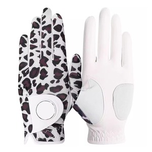 Women's <b>Leopard</b> <b>Print</b> Golf <b>Gloves</b> Right Hand Microfiber Non-Slip Hook And Loop Closure Sports Use - Product Image 1