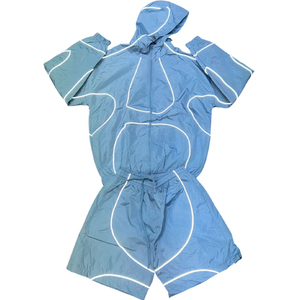 High Quality OEM <b>Wind</b> <b>Breaker</b> Polyester 100% Nylon Tracksuits Windbreaker Cargo Pocket Panelled WINDBREAKER SHORT SET - Product Image 5