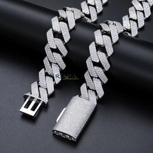 Men's S925 Sterling <b>Silver</b> Moissanite <b>Chain</b> Necklace Rhodium Plated Hiphop Everyday Wear - Product Image 3
