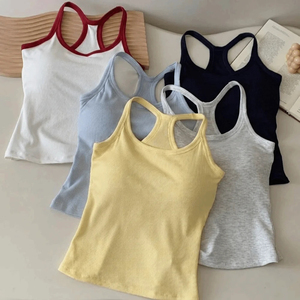 <b>Ribbed</b> Tank Top Women <b>Vest</b> Comfortable H-Shaped Back Tank Tops Elastic Thin Slim Design Camisole Tops Casual Wear - Product Image 3