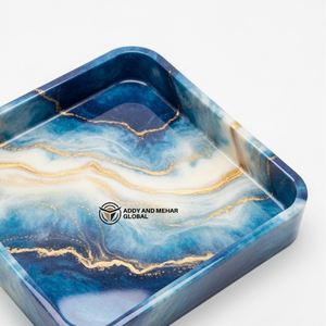 Luxury Square Purple Resin Storage Tray <b>Silver</b> Vein Amethyst Effect Decorative Platter for <b>Coffee</b> <b>Table</b> & Modern Home Decor - Product Image 2