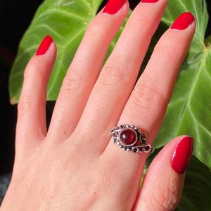 Handmade Sterling Silver Blood Red <b>Garnet</b> Ring Cherry Red Stone Unisex Boho Hippie Jewelry Gift Wholesale - Product Image 6