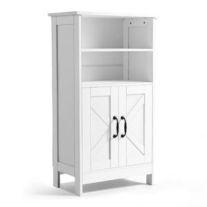 Mobiletto da Bagno Moderno a 4 Ripiani in Legno con 2 Ante e Ripiano Regolabile, Arredamento Moderno per Bagno - Product Image 1